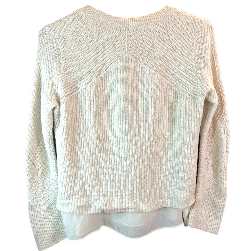 Lucky Brand EUC off white and gold metallic crew neck chevron sweater Size large - Picture 2 of 3